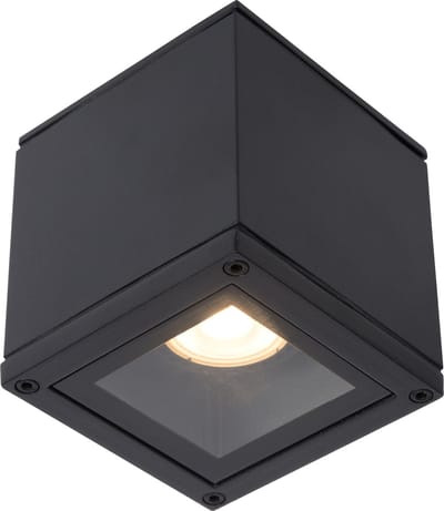 Lucide AVEN - Plafondspot (Plafondlamp) Badkamer - 1xGU10 - IP65 - Zwart