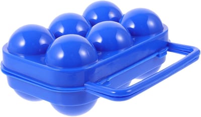 Opbergdoos Eieren - Eierhouder Container - Kamperen Picknick - Opvouwbaar Handvat - 6 Eieren Capaciteit - Blauw