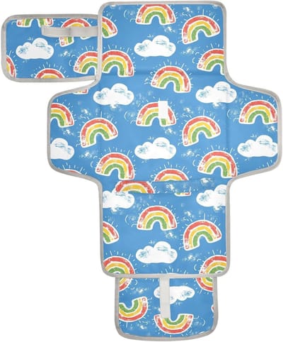 Baby Verschoonmat - Draagbare Station - Onderweg Luiers - Ingebouwd Kussen - 62 x 30 cm - Regenboog Print