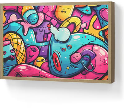 Wandlamp 60x40 cm - Oplaadbaar - Abstract - Neon - Design - Kleurrijk - Graffiti - Wandlampen binnen woonkamer - Slaapkamer lamp - Decoratieve nachtlamp - Vloerlamp draadloos