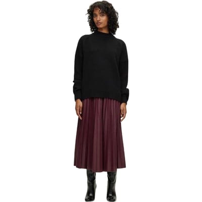 Boss Veplika midi-rok met plooien van imitatieleer voor dames (Rood)