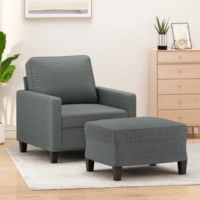 vidaXL - Fauteuil - met - voetenbank - 60 - cm - stof - donkergrijs