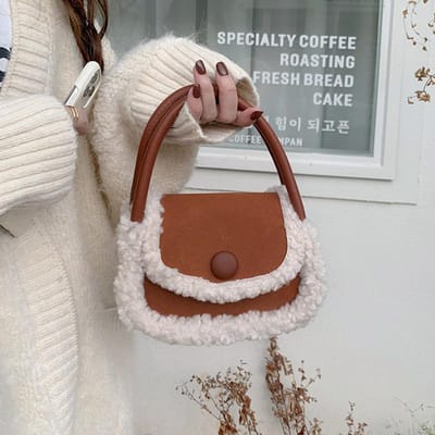 Herfst en Winter Bonttas voor Dames Nieuwe Mode Koreaanse Retro Handige Kleine Vierkante Tas Veelzijdige Ins Schoudertas Crossbody Tas brown