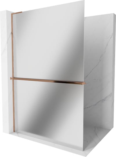 Mexen Kioto+ L douchescherm met plank Walk-in 70 x 200 , spiegel, roségoud - 800-070-123-60-50