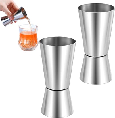 2 stuks 2 cl 4 cl cocktailmaatbeker, cocktailmaatbeker, alcoholdoseerder, cocktaildoseerder 2cl/4 cl, jigger, dubbele jigger van roestvrij staal, jigger cocktail, voor gin, whiskey, alcohol