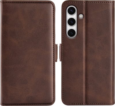 MobyDefend Hoesje - Geschikt voor Samsung Galaxy S24 FE - Luxe Wallet Book Case (Sluiting Zijkant) - Bruin