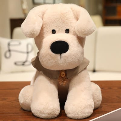 Lief Knuffelbare Labrador Pluche Speelgoed Levensgetrouw Das Hond Puppy Knuffeldier Voor Verjaardagscadeau 22cm beige