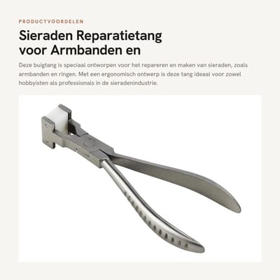 Dailygoods- Buigtang 15 mm - Sieraden Gereedschap - Roestvrij Staal - Ergonomisch Handvat - Geschikt voor Armbanden - Comfortabel Gebruik - Sieradentang