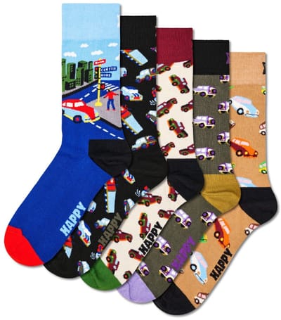 Happy Socks unisex 5P sokken cars multi