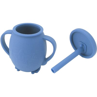 Gobelets d'apprentissage en silicone pour tout-petits de 230 ml avec couvercle à paille et poignées antidérapantes, anti-fuites L(for 6.5-9kg)