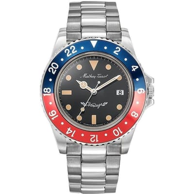 Mathey-Tissot Mathy Vintage Roestvrij Staal Zwarte Wijzerplaat Quartz H900AR Herenhorloge zwart
