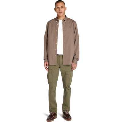 Timberland Long Sleeve Stretch Poplin Shirt Chocolate Chip Taglia: L | Camicie Casual Outlet | Uomo | Marrone