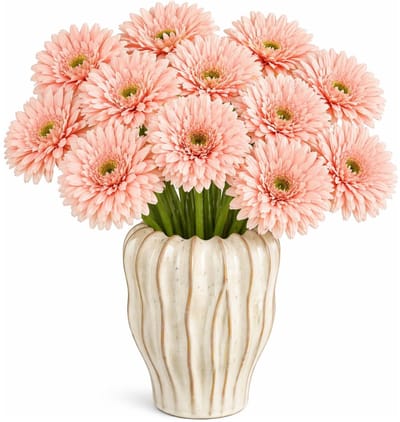 Mica Decorations Kunstbloem Gerbera Floral - 10x - H60 cm - roze - kunststof - stelen kunstbloemen - boeket - rozen bloemetjes