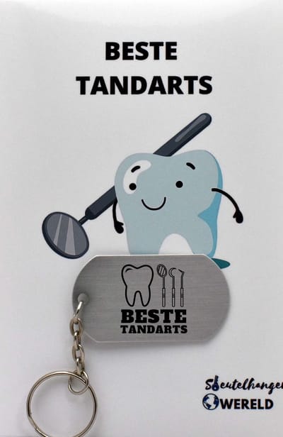 tandarts Sleutelhanger inclusief kaart – tandarts cadeau – tandarts- Leuk kado voor je vriend om te geven - 2.9 x 5.4CM