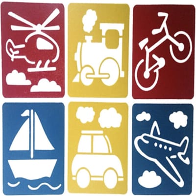 Akyol - Teken sjablonen voor uw kind – Tekenen – Sinterklaas cadeau - Stencils – Helikopter – Trein– Fiets – Boot – Auto – Vliegtuig – 6 stuks