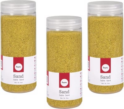 Rayher hobby Fijn decoratie zand korrels - 5x pakjes - geel - 475 ml - zandkorrels - knutselmateriaal - 0.1 tot 0.5 mm