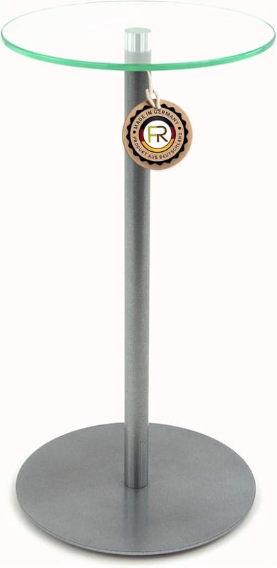 Bijzettafel Glas - Salontafel Ronde Tafel - Woonkamer Verrijking - Stabiele Opbergruimte - 20x20x60 cm - Zilver