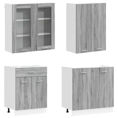 vidaXL - Keukenblok - LYON - 4 - st - Grijs - Sonoma - Bewerkt - hout