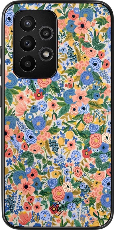 Casimoda® hoesje - Geschikt voor Samsung Galaxy A53 - Blue Gardens - Zwart TPU Backcover - Bloemen - Blauw