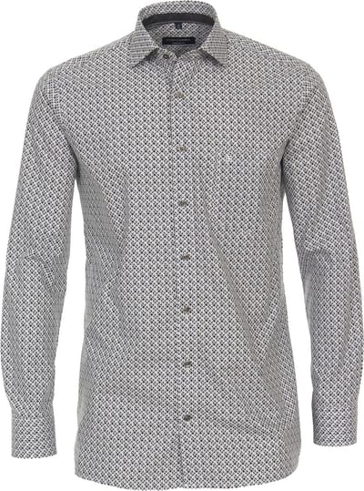 CASA MODA comfort fit overhemd - popeline - antraciet dessin - Strijkvriendelijk - Boordmaat: 39