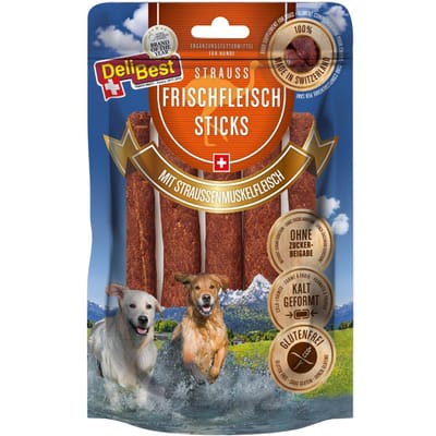 10x10cm Struisvogelvleessticks DeliBest Hondensnacks