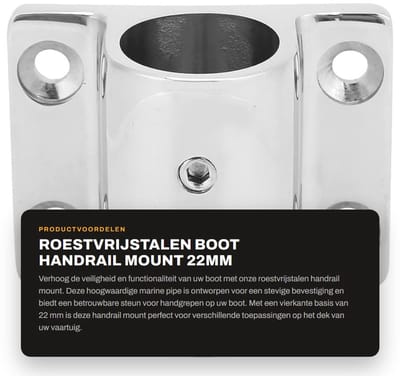 Dailygoods- Handrail Mount Roestvrij Staal - Marine Beugel - Rechthoekige Basis - Boot Buis - Vierkante Basis - Geschikt voor 22mm - Bootaccessoire