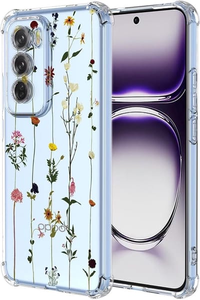 Geschikt voor Oppo Reno 12 Pro 5G - Schokbestendig - Ultradunne Zachte Siliconen Bumper Hoesje - Patroon Bloemen