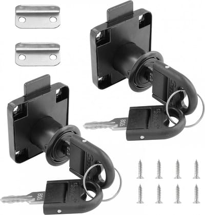 2 stuks - Cam Lock - meubelslot - Meubelsloten - brievenbusslot - veiligheidskastslot - lade slot - slotje met sleutel - zwart - koudgewalst staal - voor meubels kast brievenbus lade