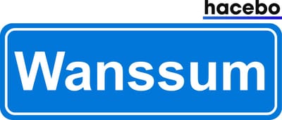 Hacebo - Plaatsnaam Sticker - 29x10 CM - Wanssum sticker - Verkeersborden sticker - grappige cadeaus - Wanssum