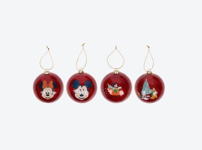 Disney Kerstballen Set – 4 stuks – Kunststof Ornamenten Ø 7,5 cm – Disney Figuren