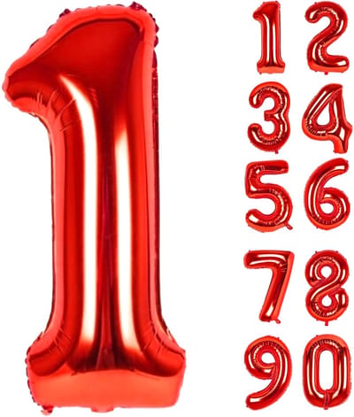 Dailygoods- Ballonnummers XXL 83cm - Cijferballon 0-9 - Folieballon - Verjaardagsdecoratie - Aluminiumfolie - Metallic textuur