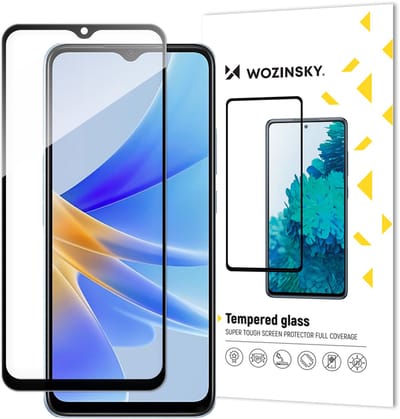 Wozinsky Full Glue Serie - Gehard Glas Bescherming - Oppo A17 - Volledige Lijm - Zwarte Rand