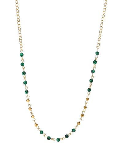 ASTRADAVI 18K Vergulde Sieraden - Collier - Vintage Kralenketting - Natuurlijke Edelstenen Bedels - Malachiet Kralen Charms - Cadeau Idee