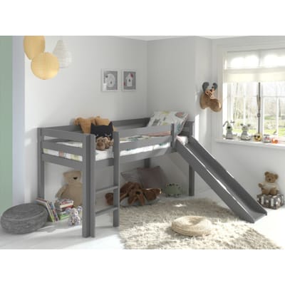 LUCEVI - Pino Halfhoogslaper met Glijbaan 90x200cm - Grijs - H115CM