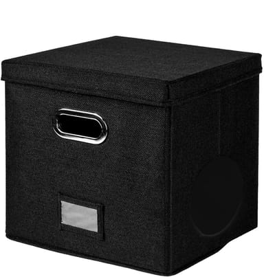 Vinyl Recordbox - Album Holder Lid, Storage Crate Records | 50+ 12 Inch Vinyl Storage Decorative Organizer Box Home Workplace -Storage Solution Records,Compact Vinyl Box -Handle for Easy