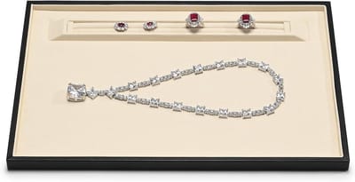 Sieraden Dienblad - Organizer Ringhouder - Sieraden Presenteren - Twee Niveaus - 35 x 24 x 1.5 cm - Beige