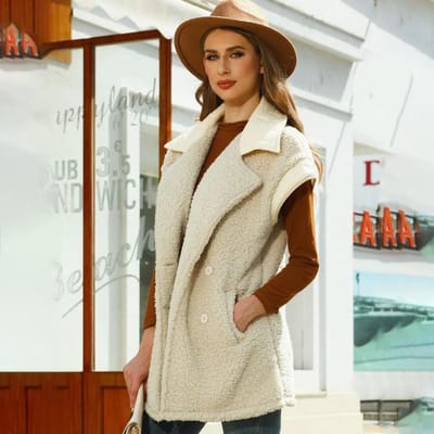 Herfst en Winter Dames Losse Mouwloze Pakkraag Dubbelrijige Dubbelzijdig Fluweel Jas Gilet 2XL