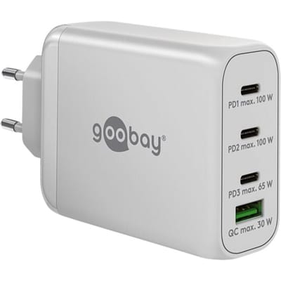 Goobay thuislader met 3x USB-C PD en 1x USB-A QC - GaN - 100W / wit