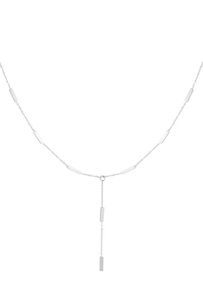 Bijoutheek Collier Y-vorm Square Bars Zilverkleurig