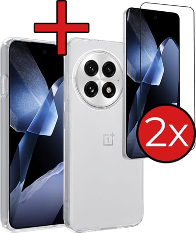 Hoesje - Met 2x Screenprotector - Geschikt voor OnePlus 13R - Sterk & Shockproof - Telefoon Hoes - Back Cover - Siliconen Case - Telefoonhoes - Transparant