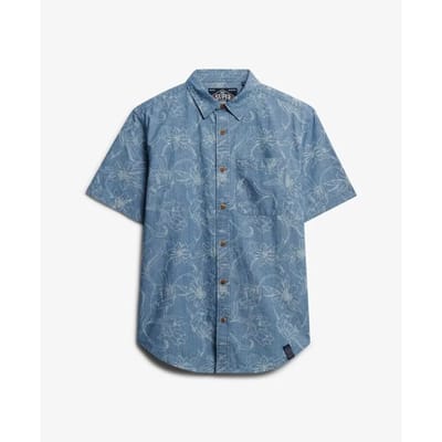 Superdry Vintage Loom Overhemd Met Korte Mouwen Blauw S Man