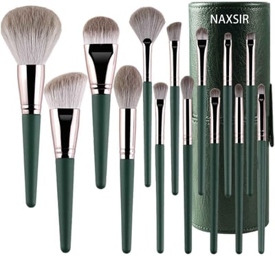 NAXSIR Professionele Make - up Kwastenset: 14 - Delige Hoogkwaliteit Set met Kwastenemmer! Met Foundation Kwasten, Premium Poederkwasten, Oogschaduw & Blush Kwasten - Perfect voor Elke Make - up Look, Van Professionele Tot Thuis Gebruik
