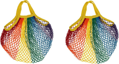 Draagtas - 2x - Pride/regenboog/lhbtiq+ thema kleuren - katoen - 40 x 60 cm
