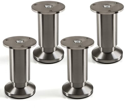 4 stuks SOTECH meubelpoot Alpha, RVS-look geborsteld, belastbaar tot 250 kg, hoogte: 100 mm, verstelbaar