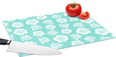 Glazen Snijplank - 39x28 - Hawaii - Hibiscus - Bloem - Patronen - Snijplanken Glas