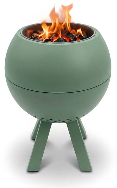 EdenOutdoor® Tafelhaard - Rookloze Tafelhaard - Rookloze Vuurkorf - Pellet & Hout - Dubbelwandig - Inc. Schep - 22 x 22 x 27 CM - Groen - Peluma