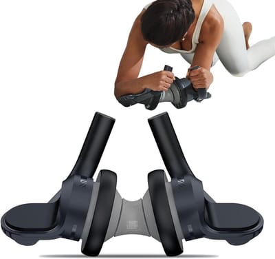 Buikspierroller - Fitness Wiel - Core Training - Comfortabele Handgrepen - 42 cm Lengte - Grijs