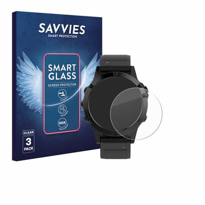 3 Stuks Savvies Screenprotector - geschikt voor Garmin fenix 5 (47 mm) / 5 Plus (47 mm) - beschermfolie glas transparant