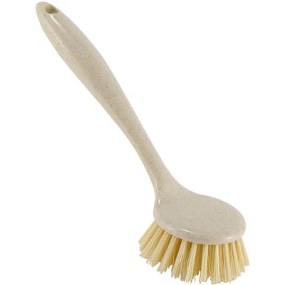 Brosse à casserole à long manche Multifonctionnelle Lave-vaisselle Brosse à récurer domestique pour le nettoyage des casseroles, poêles, éviers de cuisine beige