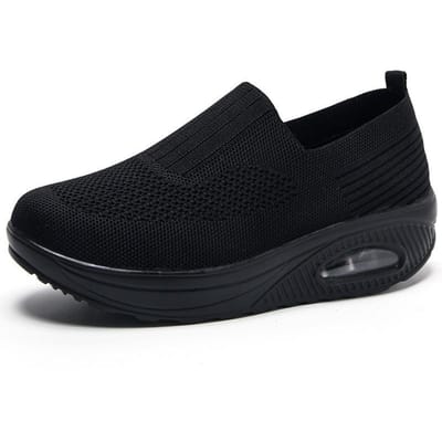 Platform Effen Kleur Platte Dames Schoenen Zomer Dames Mode Gevulkaniseerde Sneakers Ademende Sleehakken Casual Dames Wandelsneakers 42 zwart
